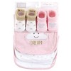Hudson Baby Infant Girl Cotton Bib and Sock Set, Pink Cloud, One Size - 2 of 4