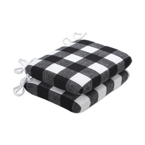 2pk Anderson Rounded Corners Outdoor Seat Cushion Black - Pillow Perfect: Weather-Resistant, Fade-Resistant Patio Chair Pads - 1 of 4