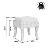 JONATHAN Y Rowan 19.7" Bohemian Designer Woven Rattan/Wood Ottoman Vanity Stool, White Cushion Seat - 3 of 4