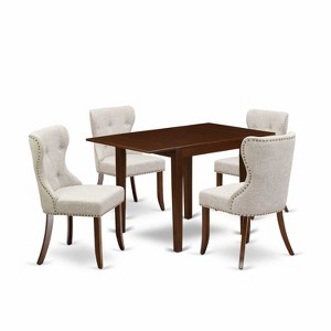 5-Piece Mahogany Finish Solid Wood Top - Dining Room Set Seats-4 - 1 of 4