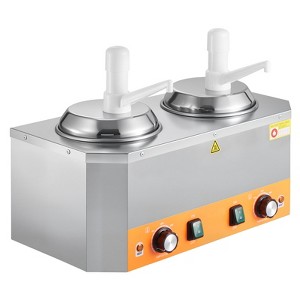 VEVOR Electric Cheese Dispenser with Pumps, 2.4x2 L Commercial Hot Fudge Warmer, Plastic Double Pumps Dispenser, 86-230℉ Temp Adjustable, Silver - 1 of 4