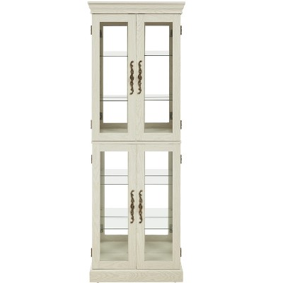 Vynxaria Cherry/Light Oak/Antique white Decorative Glass Storage Cabinet with Adjustable Shelves