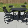HomeRoots Set of Six Black Metal Outdoor Folding Stacking Dining Chairs - 2 of 4