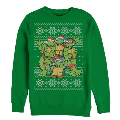 Teenage Mutant Ninja Turtles Mens Teenage Mutant Ninja Turtles Leonardo Superheroes Slim Fit Long Sleeve Crew Graphic Sweatshirt - Green Medium