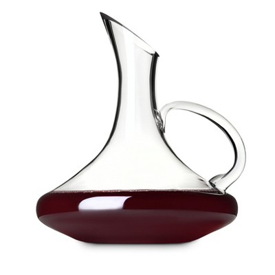 True Handled Wine Decanter, Hand Blown Glass Carafe for Red or White Wine, Stunning Gift, Hand Wash, Holds 52 Oz 1 Standard Bottle, Set of 1
