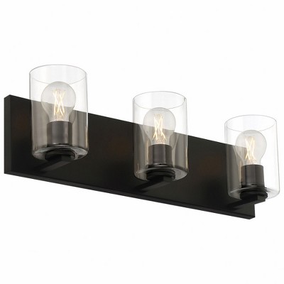 Oslo Matte Black Cylinder 3-Light LED Vanity Wall Sconce