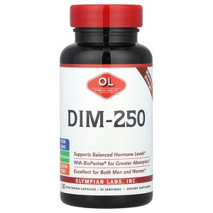 Olympian Labs DIM Supplement 250mg - DIM Diindolylmethane Plus BioPerine 30 Capsule Supply of DIM for Estrogen Balance, Hormone Menopause Relief, Acne - 1 of 4
