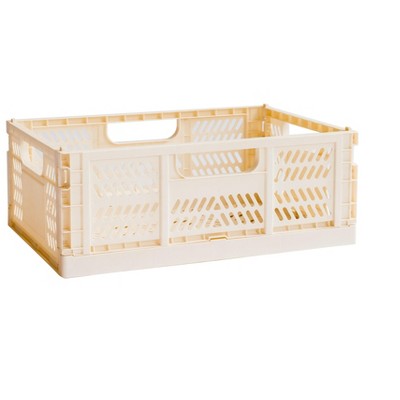 3 Sprouts Rectangular Recycled Plastic Foldable Crate (Large Size) - Cream