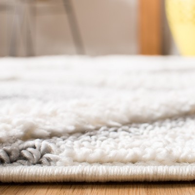 Ivory and Grey Diamond Shag 8' x 10' Area Rug