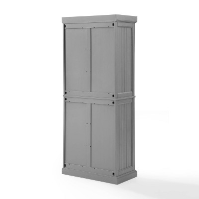 Seaside Distressed White Solid Wood Kitchen Pantry with Adjustable Shelves