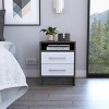 GlasFlength Nightstands Modern Nightstand Bedroom Nightstand Elegant Bedside Table with 2 Drawers for Living Room, Gray, 14.7"*15.7"*19.9" - 2 of 4