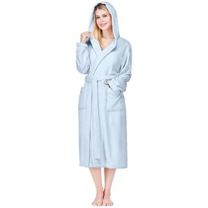PAVILIA Women Robe with Hood, Fleece Plush Soft Long Hooded Robe, Fluffy Fuzzy Cozy Warm Bathrobe Shower Spa House - 1 of 4