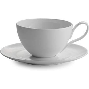 American Atelier Gold Rimmed Teacup And Saucer, Set Of 4, 7.6 Oz Ceramic  Espresso Latte Macchiato Cappuccino Coffee Cups With Reactive Glaze, Navy :  Target