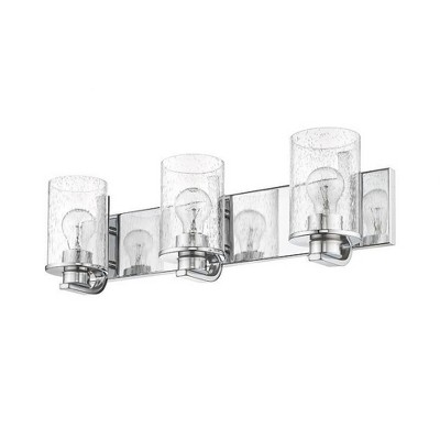 Beckett Chrome 3-Light Vanity with Clear Seedy Glass Shades