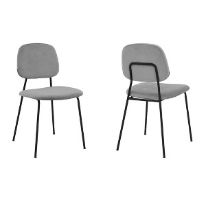 Armen Living,Lucy Grey Velvet and Metal Dining Room Chairs - Set of 2 - 1 of 4