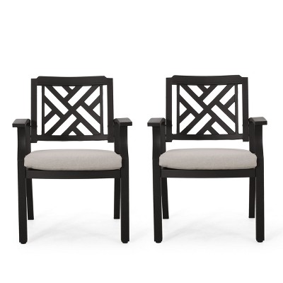 NicBex Outdoor Dining Chairs Set of 2 Modern Aluminum Patio Side Chairs with Cushion Seats & Armrest,Black