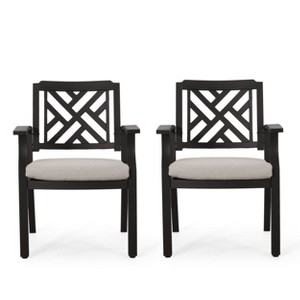 NicBex Outdoor Dining Chairs Set of 2 Modern Aluminum Patio Side Chairs with Cushion Seats & Armrest,Black - 1 of 4