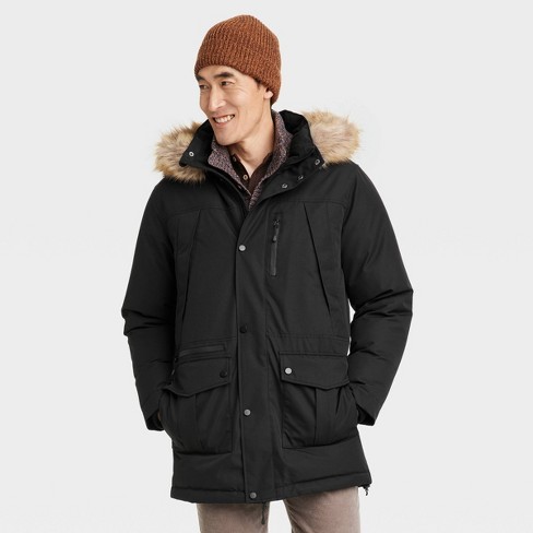   Essentials Men's Heavyweight Hooded Puffer Coat, Black,  X-Small : Clothing, Shoes & Jewelry