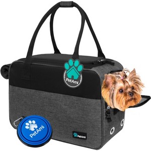 PetAmi Dog Purse Carrier, Airline Approved Soft Sided Pet Carrying Bag Pockets, Ventilated Puppy Cat Travel Carry Tote, Fleece Bed - 1 of 4