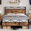 Whizmax Bed Frame with Rustic Wood Headboard, Metal Platform Bed Frame Heavy Duty, Sturdy Steel Slat Support - 2 of 4
