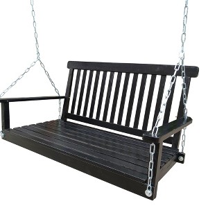 RUVALINO Playground Swings for Outdoor Swing Set, Children Outdoor Playset Place, Suitable for Garden, Courtyard, Black,46.46”*25.16”*24.21" - 1 of 4