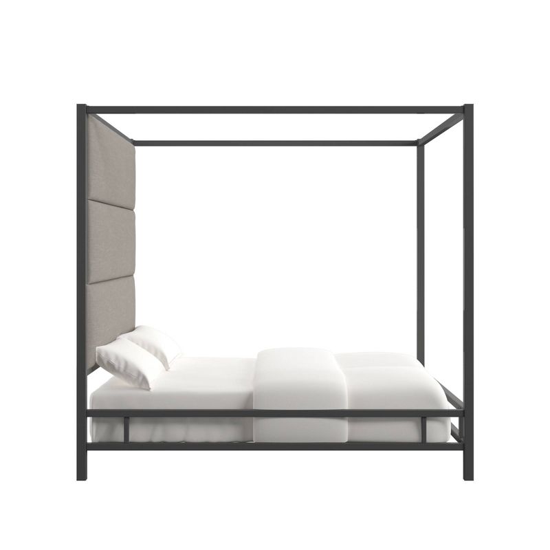 King Evert Black Nickel Canopy Bed with Panel Headboard - Inspire Q, 4 of 11