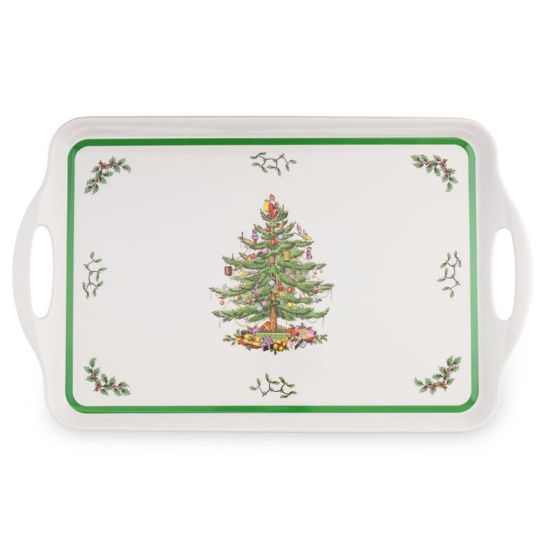 Pimpernel Christmas Tree Large Melamine Handled Tray - 18.9 x 11.6 Inches, 1 of 5