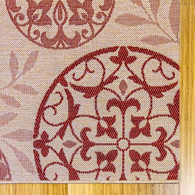 Emilia Red Medallion 8' x 10' Synthetic Indoor/Outdoor Area Rug