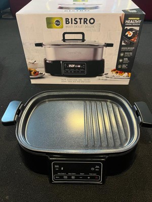 GreenPan Stainless Steel 13-in-1 Air Fryer Slow Cooker & Grill,  Presets to Steam Saute Broil Bake and Cook Rice, Healthy Ceramic Nonstick  and Dishwasher Safe Parts, Easy-to-use LED Display,Silver: Home 