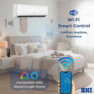 BHI 12000 BTU 115V 17 SEER2 600 sq ft WiFi Ductless Mini Split AC with Heat Pump 25' lineset - 1 of 4