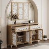 Famapy Wood Bookshelf Bookcase Carved Sideboard Display Cabinet with White Cutout Doors & Matching Wall Panel Entryway Storage Console Dresser - 3 of 4