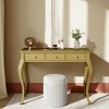 Luxury Makeup Vanity Desk with Oval Mirror, 3-Drawer Dressing Table for Jewelry Storage, Elegant Console Table for Bedroom, Stylish Home Decor - 2 of 4