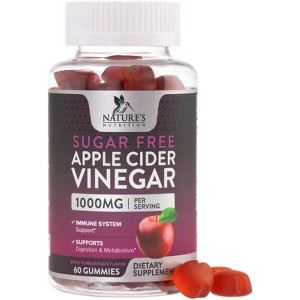 Nature's Nutrition Apple Vinegar Gummy for Weight Loss 1000mg - Vegan Apple Cider Vinegar Gummies for Detox & Cleanse, ACV - 60 Gummies - 1 of 4