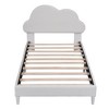 KTMBDW Twin Size Upholstered Cloud-Shape Bed ,Velvet Platform Bed with Headboard,No Box-spring Needed,Beige - 3 of 4