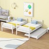 NicBex Twin over Twin Bunk Bed Convertible Triple Wooden Bed Frame with Trundle, Ladder and Full Length Guardrail, No Box Spring Required - 3 of 4
