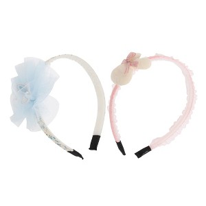 Unique Bargains Girl's Elegant Mesh Headbands 5.51"x4.72"x0.55" Blue Pink 2 Pcs - 1 of 3