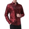 Cloudstyle Mens Floral Rose Print Long Sleeve Dress Shirt for Prom Wedding - 2 of 4