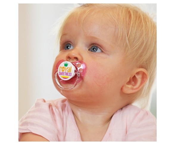 Ulubulu &#174; 2 pk Pacifiers Royal Sweetness & Hello World with 1 pk Chevron Pacifier Clip (0-6 Months)