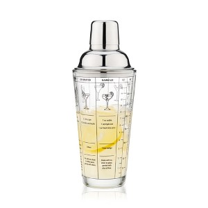 True Glass Cocktail Shaker with Cocktail Recipes, Clear Glass Shaker with Strainer, 13.5 oz - 1 of 4