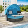 VisioGear Patio Daybed Furniture, 5-Piece Round Conversation Set with Retractable Canopy and Storable Table, Blue, 70.86"*70.86"*55.9" - 4 of 4
