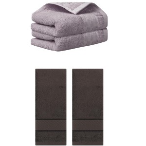 REGALWOVEN 4 Pcs Solid Soft Absorbent Hand Towel for Bathroom 14" x 30" - 1 of 4