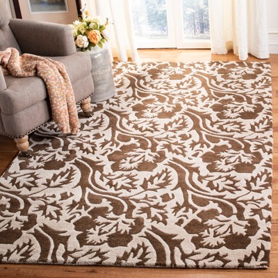 Ivory and Brown Tufted Wool Rectangular Area Rug