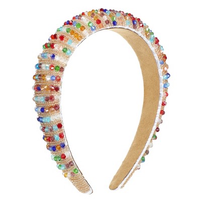 Unique Bargains Crystal Headband Rhinestone Hairband for Women Multicolour 1.2 Inch Wide 1Pcs