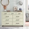 64" Dresser with 9 Drawers Cut Off-White - Festivo: Modern Farmhouse Style, Iron Leg Support, MDF Construction - 3 of 4
