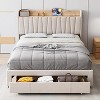 Upholstered Bed Frame with Storage Headboard and Charging Station, Platform Bed Frame with Drawers - 3 of 4