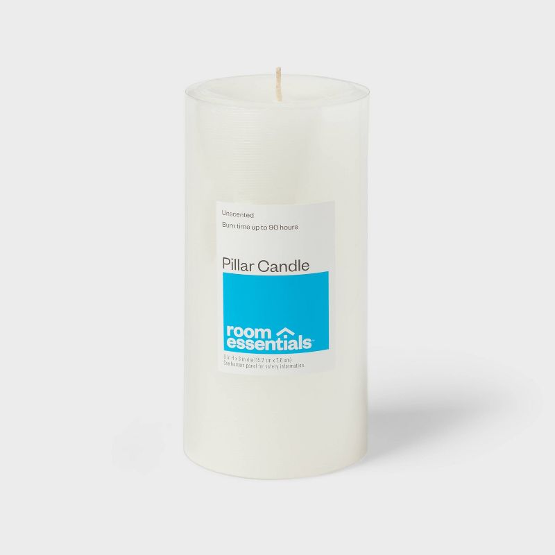 3&#34; x 6&#34; Unscented Pillar Candles White - Room Essentials&#8482;, 1 of 5