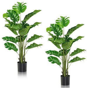 Tangkula 5ft Artificial Tree, Fake Monstera Deliciosa Plant in Pot with 15 Split Leaves Faux Plant for Indoor Outdoor House Home Office Living Room - 1 of 4