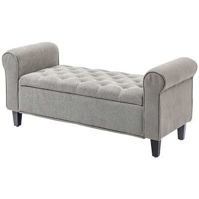 NicBex Storage Ottoman Bench for Bedroom,Velvet Modern Storage Bench with Rolled Armrests,Ottoman for Living Room,Bedroom,Entryway