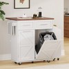 Kitchen Cart with Drop Leaf, Removable Side Racks and Two Drawers - 3 of 4