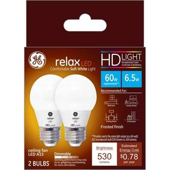 GE 2pk 5.5W 60W Equivalent Relax LED Ceiling Fan Light Bulbs Soft White